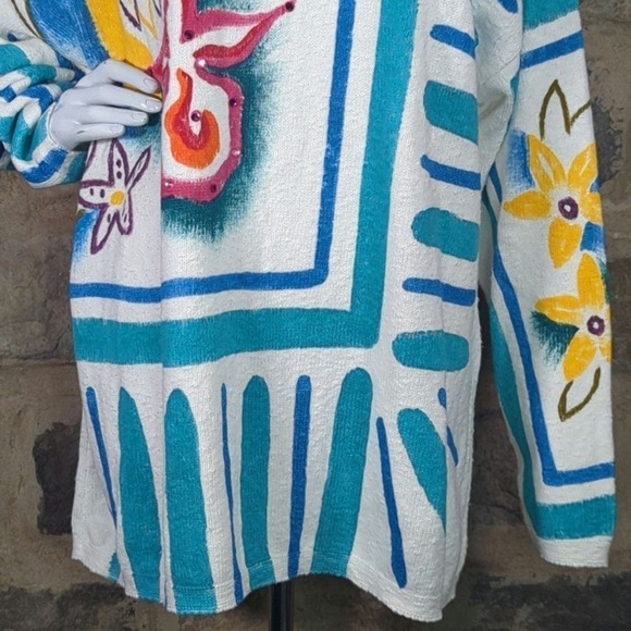Valerie Lynn Designer Artwear Vintage Sweater Tropical Bejeweled One Size - Picture 4 of 12